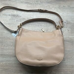 Cream tan coach pebble leather Elle hobo bag